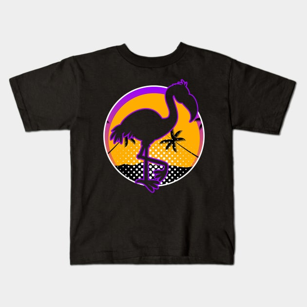 80s Flamingo Shirt | Retro Sunset Gift Kids T-Shirt by Gawkclothing